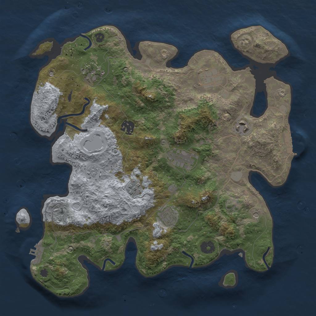 Rust Map: Procedural Map, Size: 3400, Seed: 1265128635, 16 Monuments