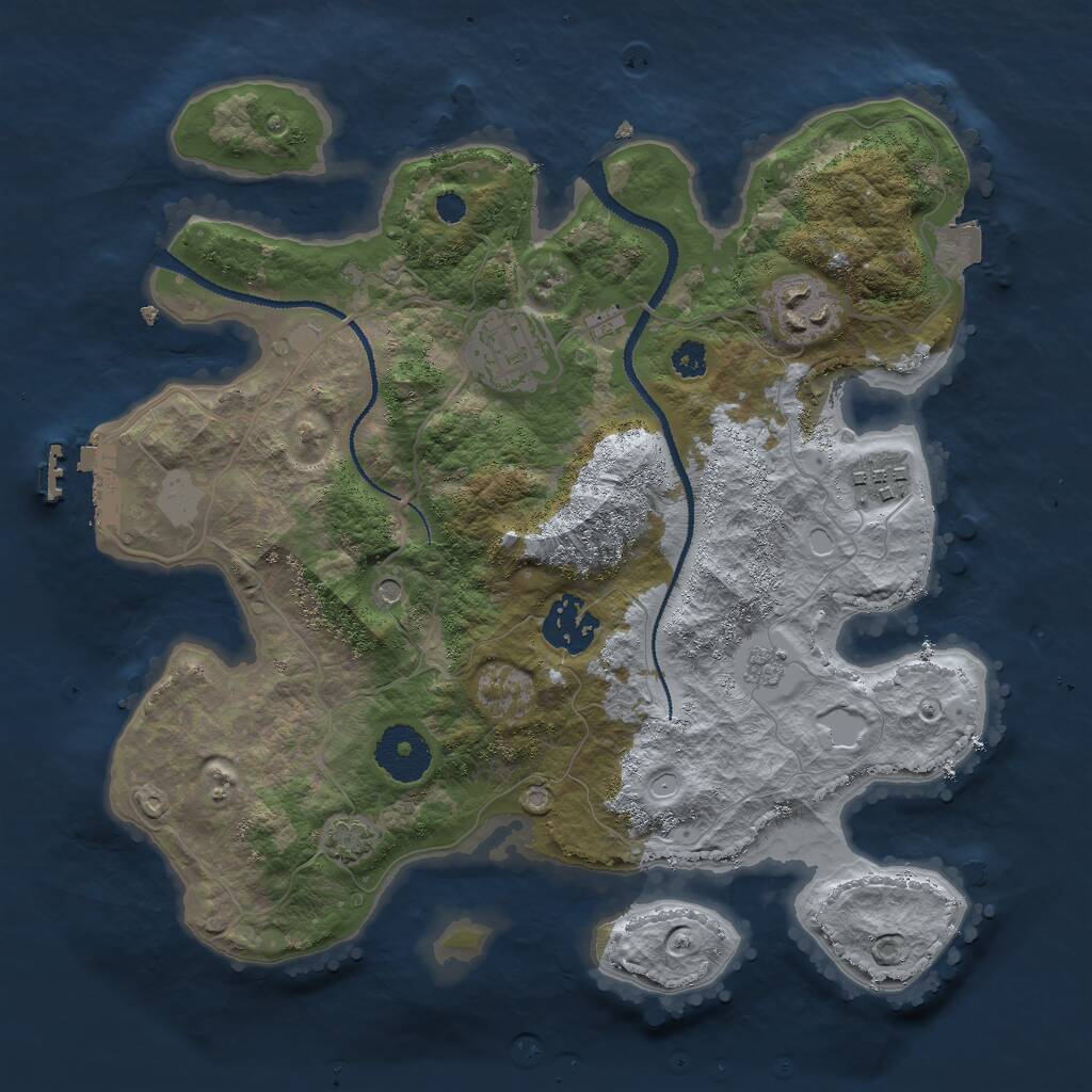 Rust Map: Procedural Map, Size: 3000, Seed: 2445559, 9 Monuments