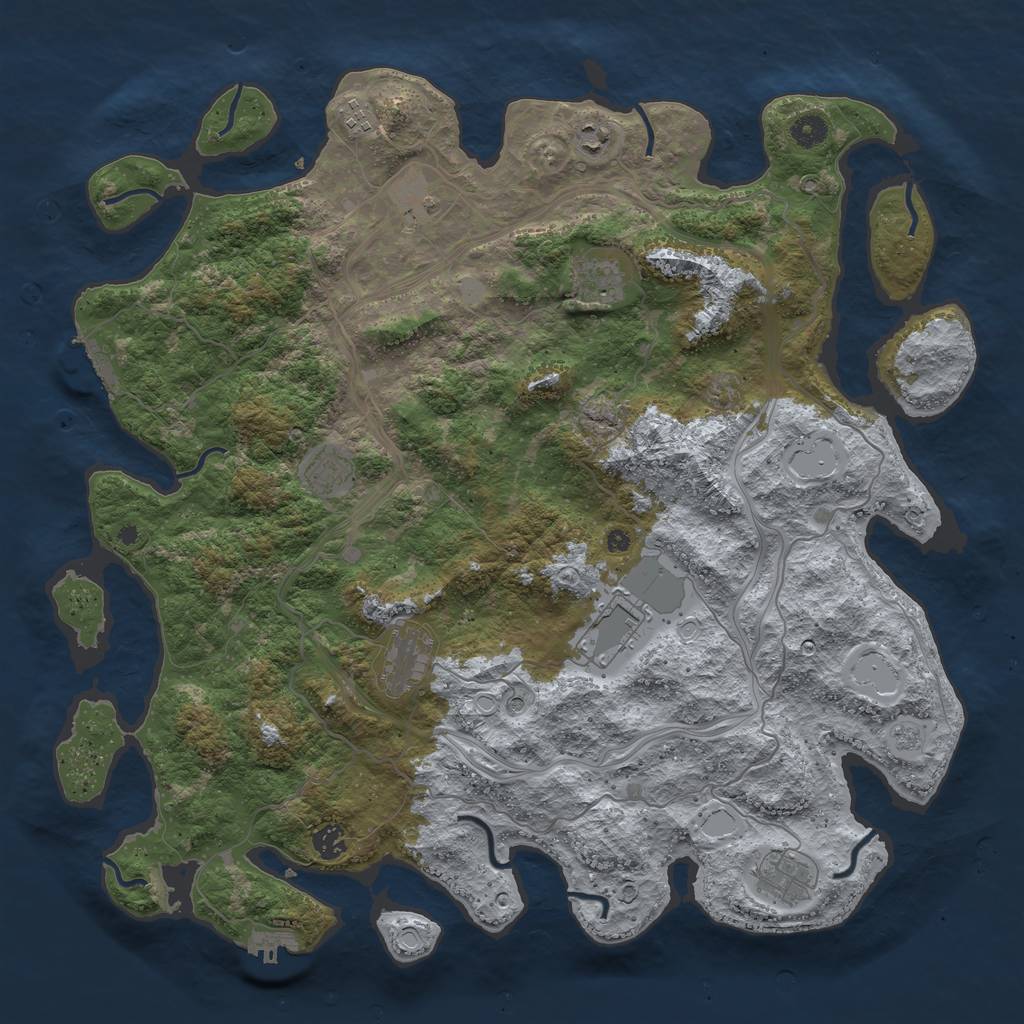 Rust Map: Procedural Map, Size: 4500, Seed: 550866770, 18 Monuments