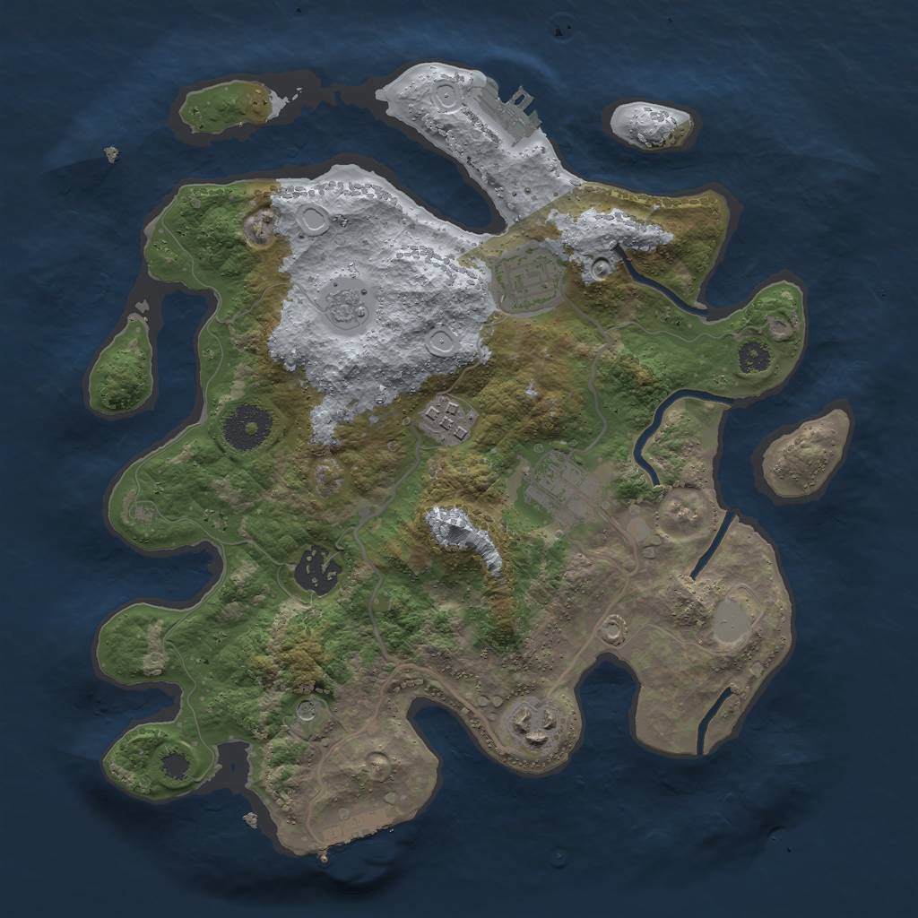 Rust Map: Procedural Map, Size: 3000, Seed: 1323689656, 14 Monuments