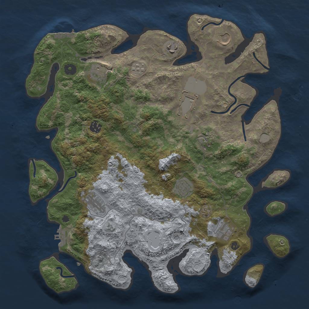 Rust Map: Procedural Map, Size: 3900, Seed: 531954, 17 Monuments