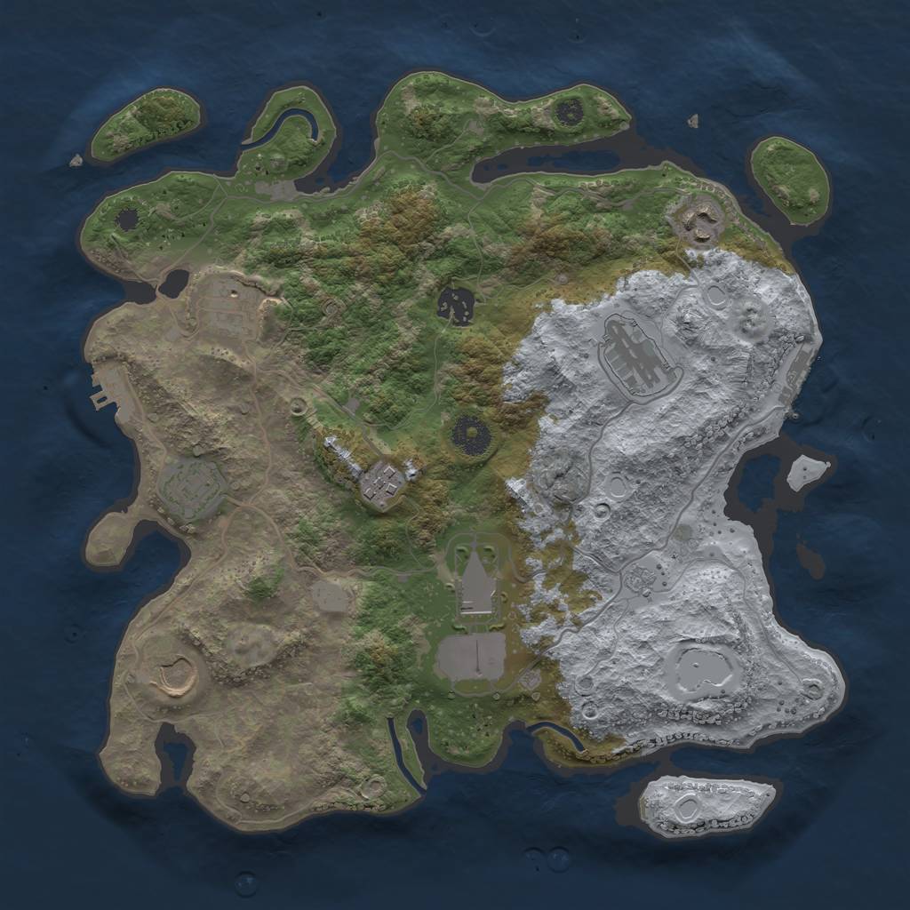Rust Map: Procedural Map, Size: 3500, Seed: 1074306306, 16 Monuments