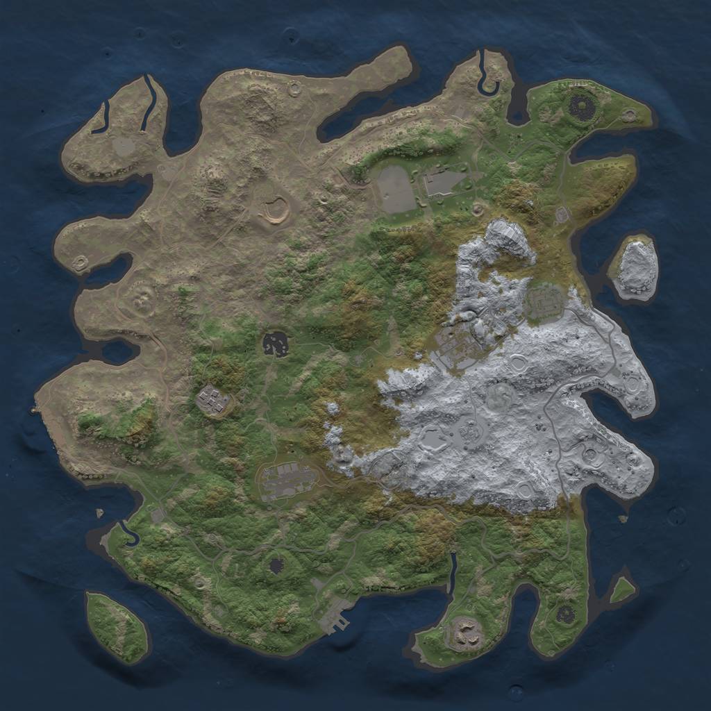 Rust Map: Procedural Map, Size: 4000, Seed: 503534413, 17 Monuments