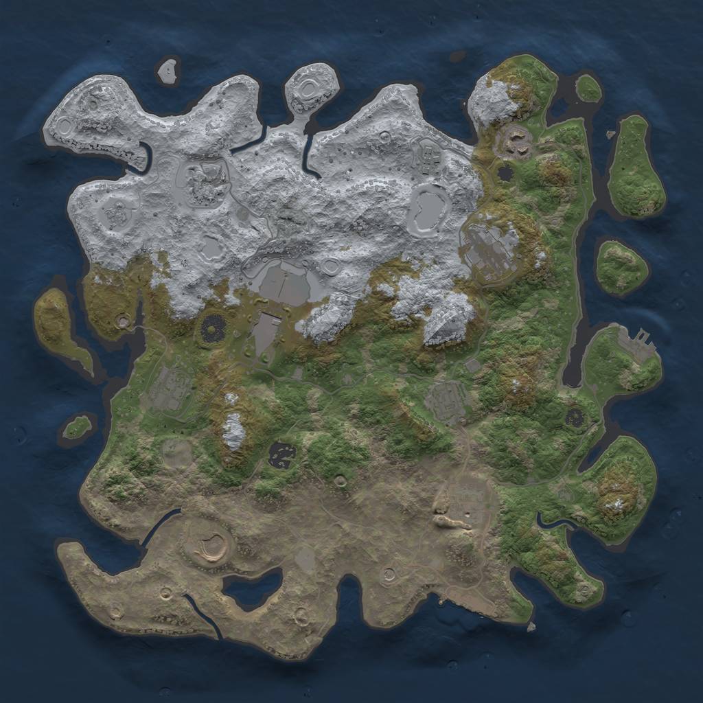 Rust Map: Procedural Map, Size: 3838, Seed: 69238392, 19 Monuments