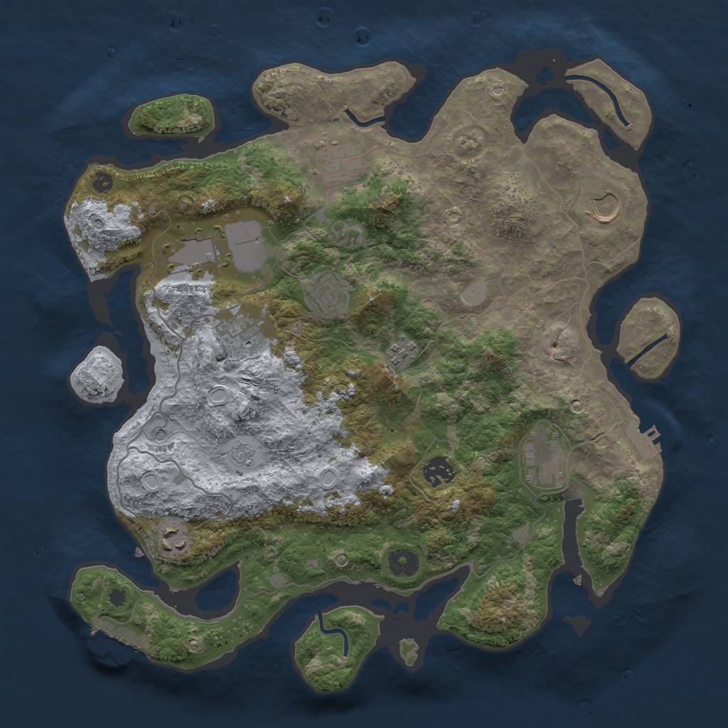 Rust Map: Procedural Map, Size: 3700, Seed: 92891042, 16 Monuments
