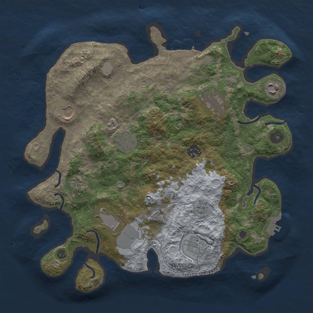 Rust Map: Procedural Map, Size: 3500, Seed: 732353254, 17 Monuments