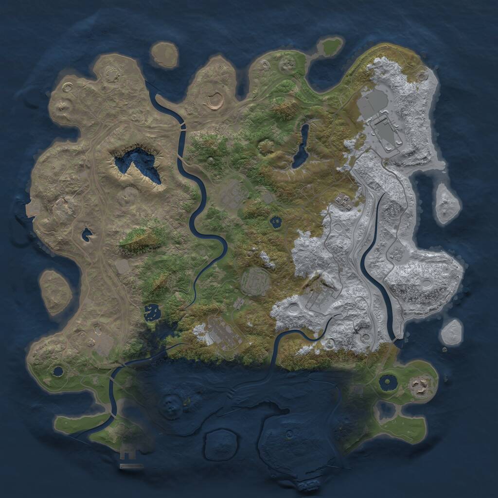 Rust Map: Procedural Map, Size: 4250, Seed: 319877794, 16 Monuments