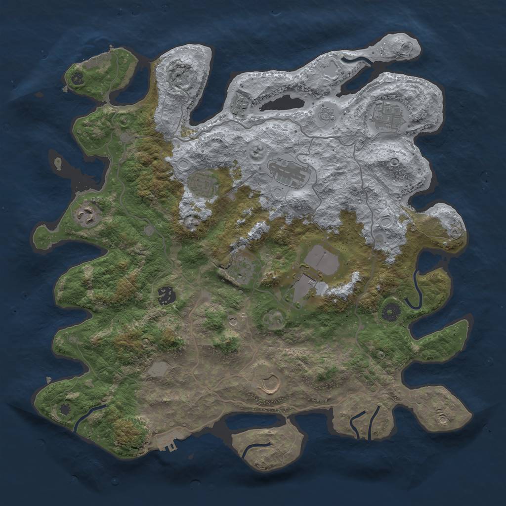 Rust Map: Procedural Map, Size: 4000, Seed: 282241514, 18 Monuments