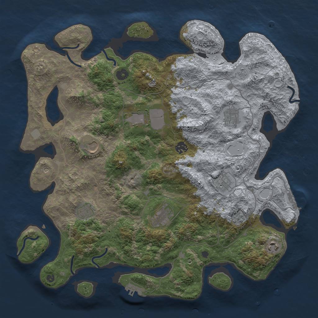 Rust Map: Procedural Map, Size: 4050, Seed: 407013735, 18 Monuments