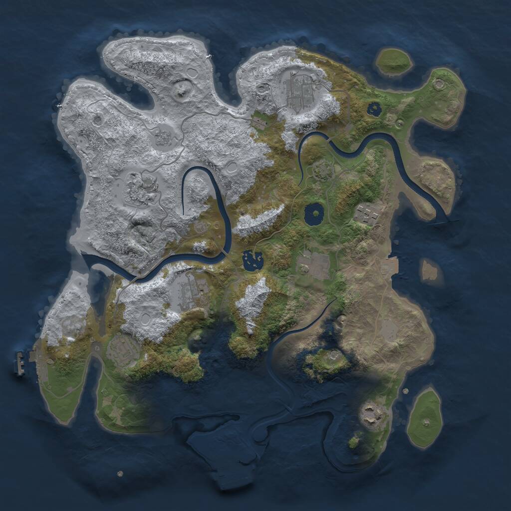 Rust Map: Procedural Map, Size: 3500, Seed: 189000954, 14 Monuments