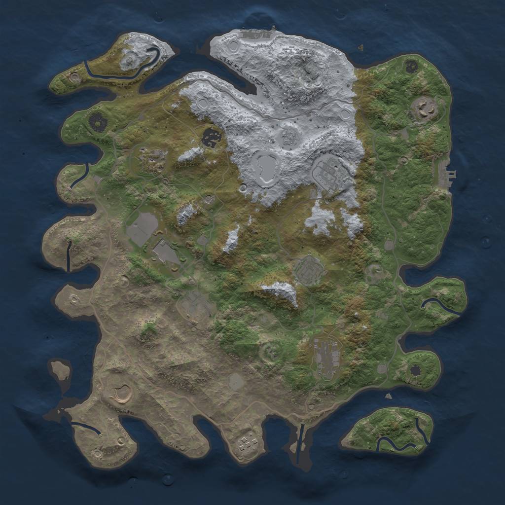 Rust Map: Procedural Map, Size: 4000, Seed: 772408441, 19 Monuments