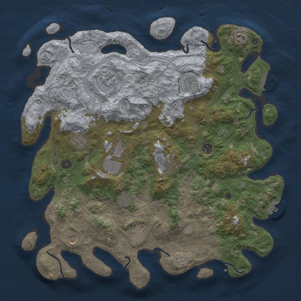 Rust Map: Procedural Map, Size: 4500, Seed: 697310802, 20 Monuments