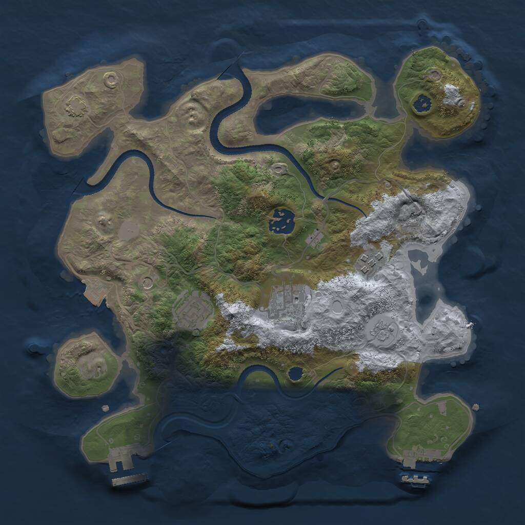 Rust Map: Procedural Map, Size: 3000, Seed: 399141618, 10 Monuments