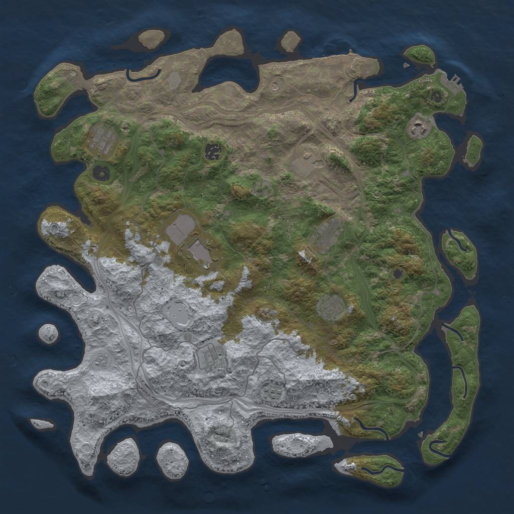 Rust Map: Procedural Map, Size: 4500, Seed: 442064139, 18 Monuments