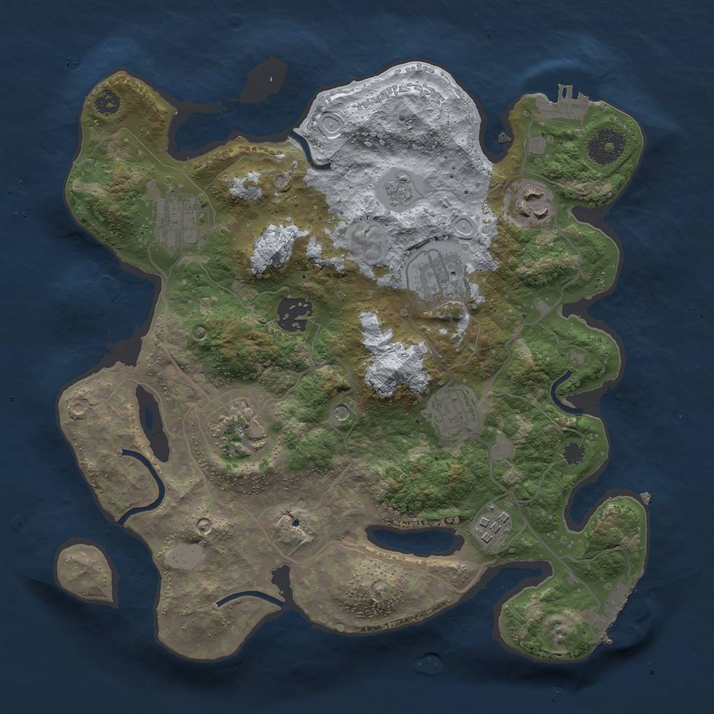 Rust Map: Procedural Map, Size: 3000, Seed: 2086518247, 16 Monuments