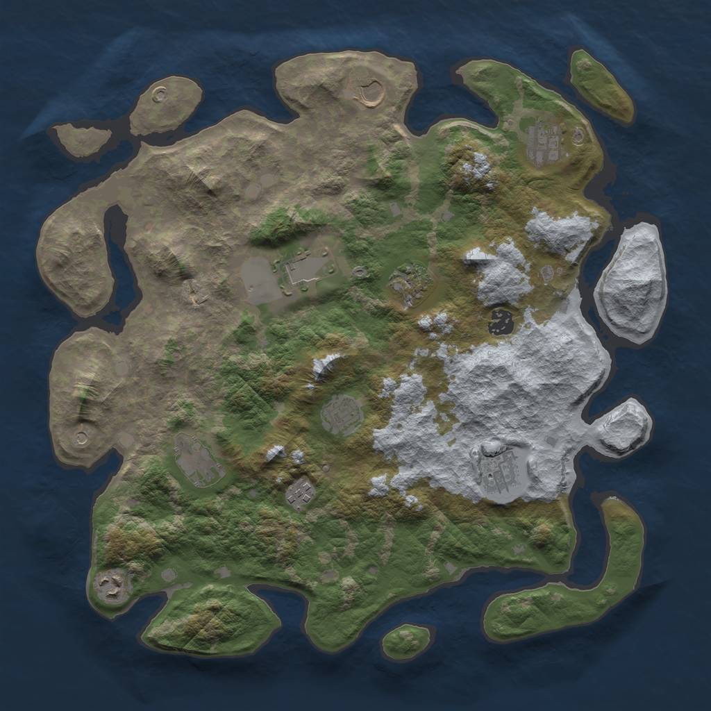 Rust Map: Barren, Size: 4000, Seed: 656889219, 13 Monuments