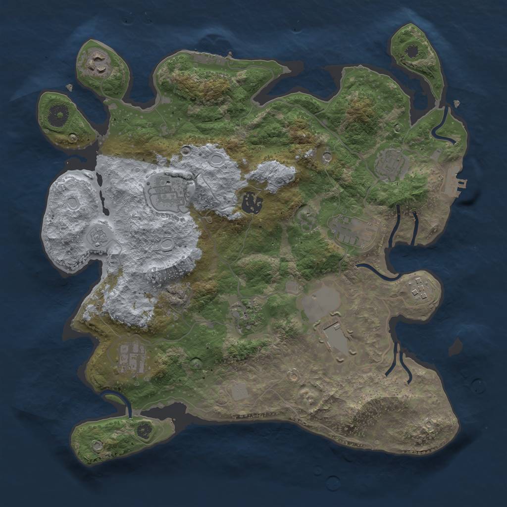 Rust Map: Procedural Map, Size: 3500, Seed: 1196778530, 18 Monuments