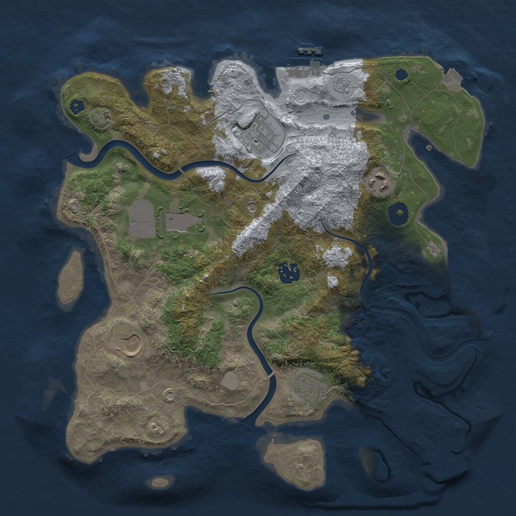 Rust Map: Procedural Map, Size: 3500, Seed: 35008921, 13 Monuments