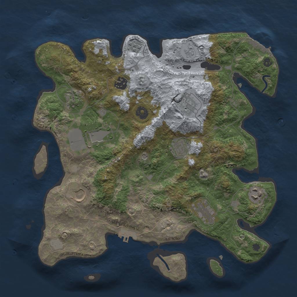 Rust Map: Procedural Map, Size: 3500, Seed: 35008921, 16 Monuments