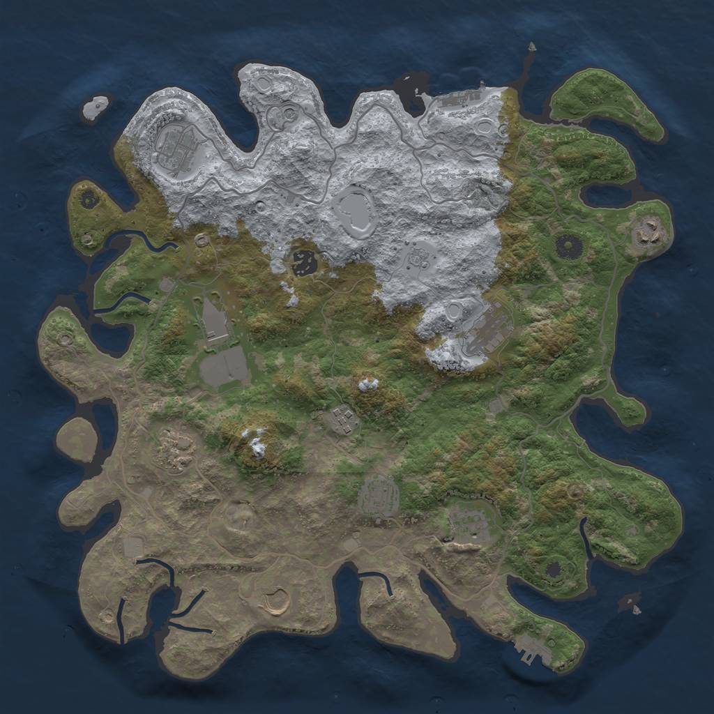 Rust Map: Procedural Map, Size: 4000, Seed: 253753198, 19 Monuments