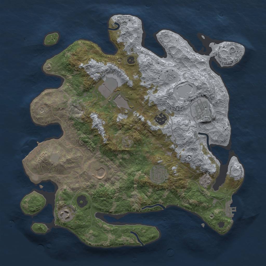 Rust Map: Procedural Map, Size: 3500, Seed: 391479938, 16 Monuments