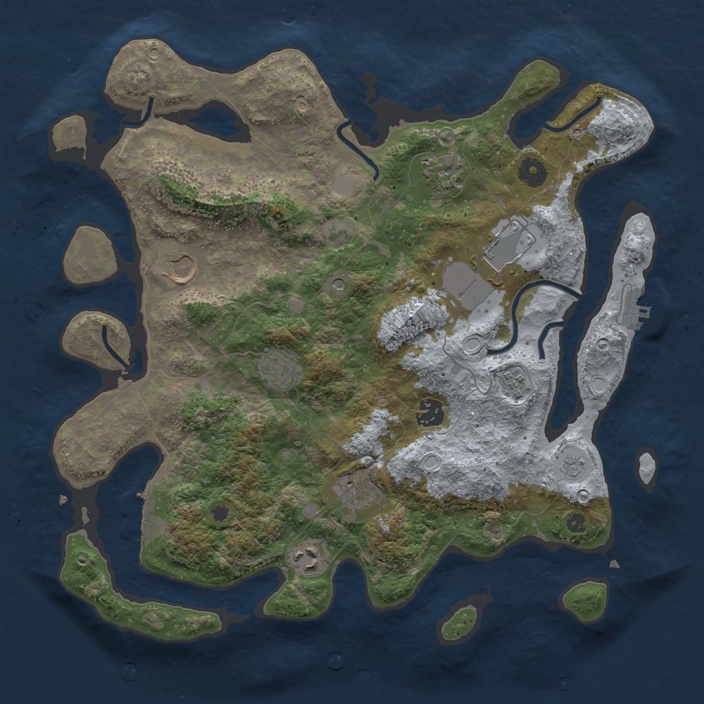 Rust Map: Procedural Map, Size: 3700, Seed: 658698701, 17 Monuments
