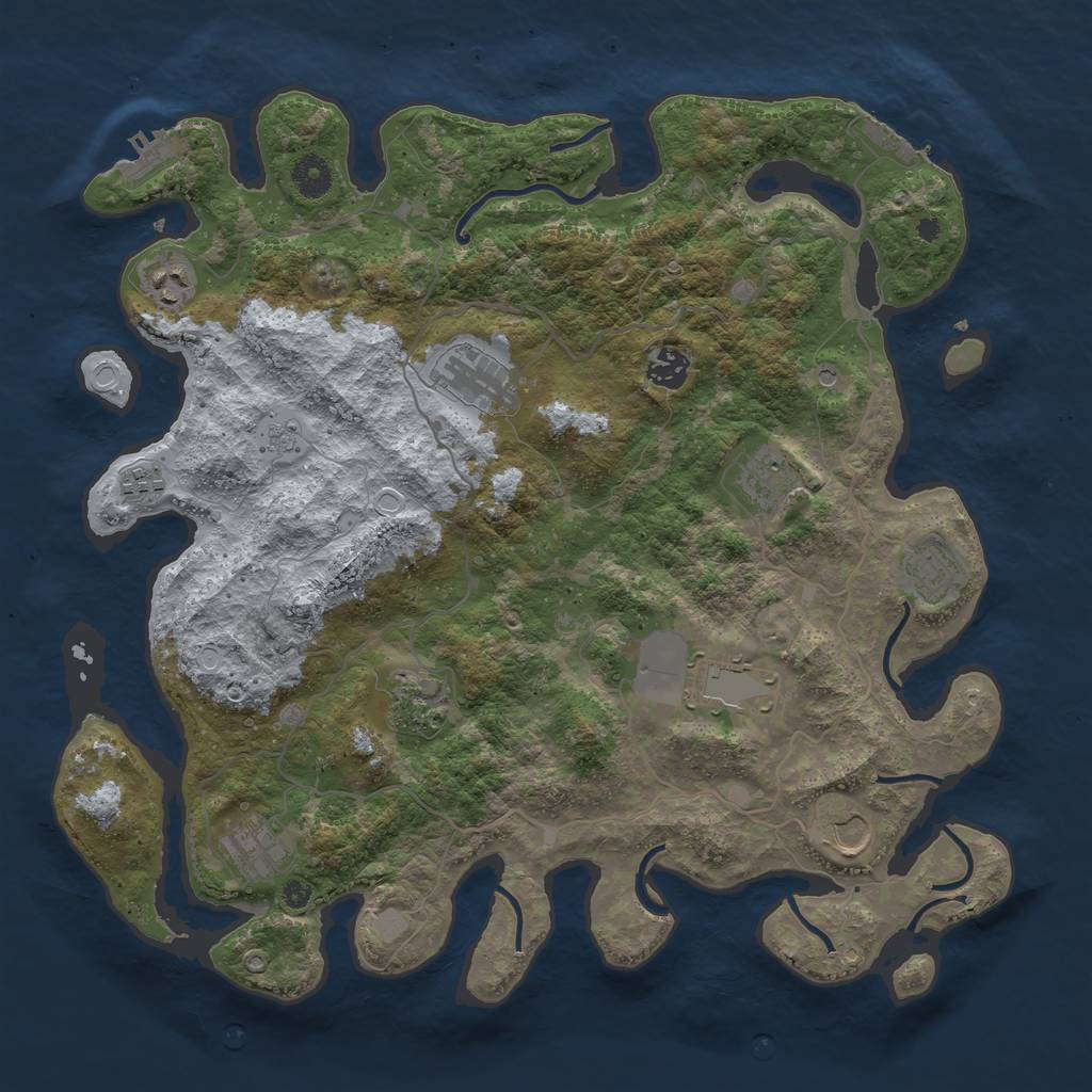 Rust Map: Procedural Map, Size: 4000, Seed: 3970, 19 Monuments