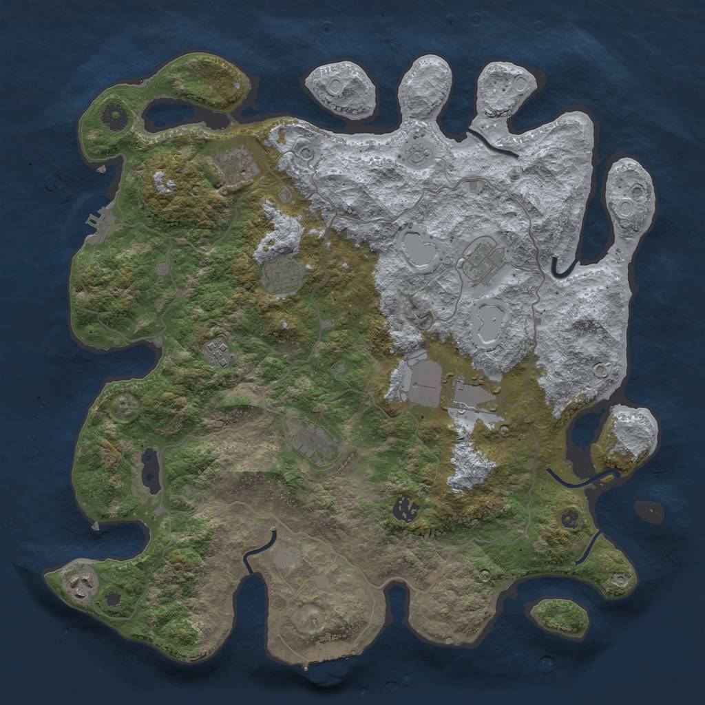 Rust Map: Procedural Map, Size: 4000, Seed: 282676237, 17 Monuments