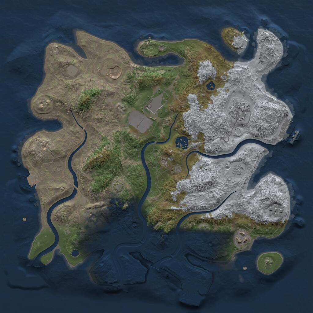 Rust Map: Procedural Map, Size: 3500, Seed: 2064231590, 13 Monuments