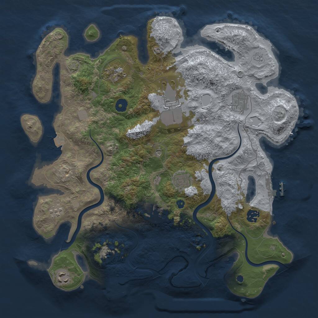 Rust Map: Procedural Map, Size: 3750, Seed: 1961909657, 14 Monuments