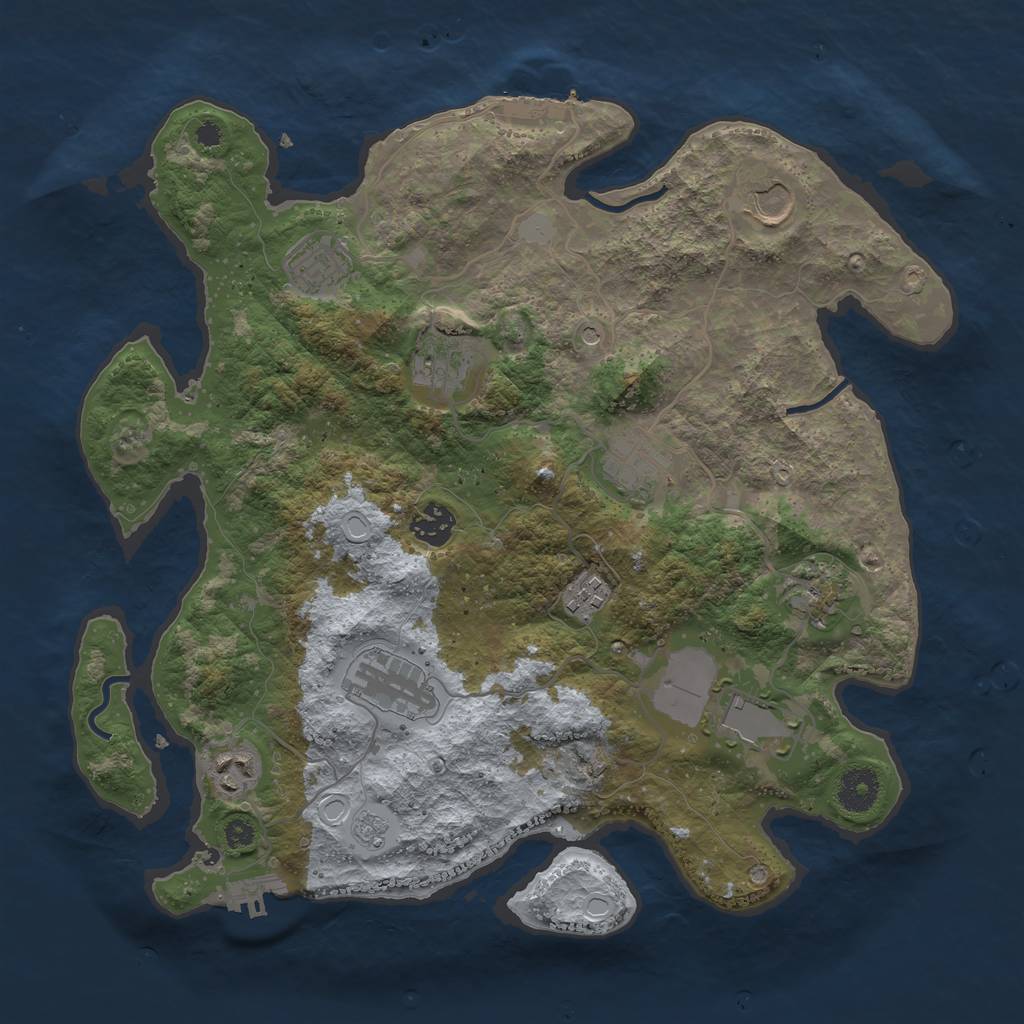 Rust Map: Procedural Map, Size: 3600, Seed: 25876279, 17 Monuments