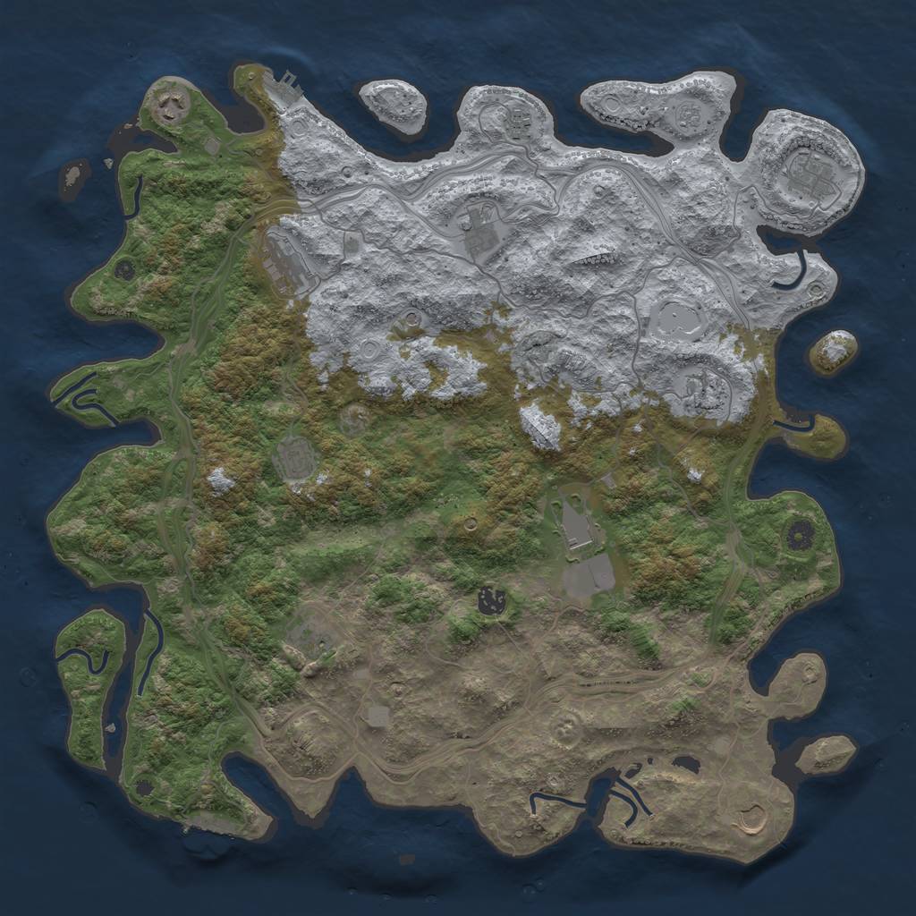 Rust Map: Procedural Map, Size: 4632, Seed: 4632, 18 Monuments