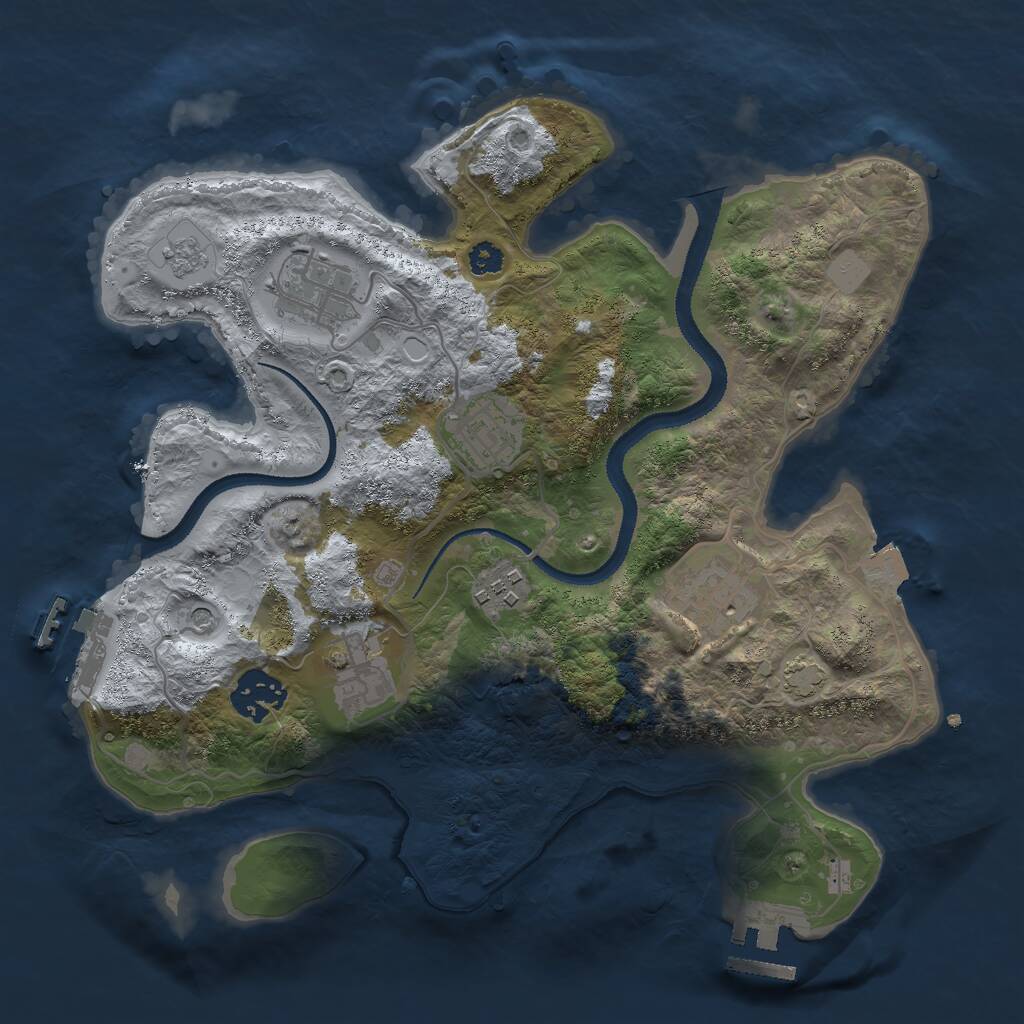 Rust Map: Procedural Map, Size: 3000, Seed: 750197221, 12 Monuments