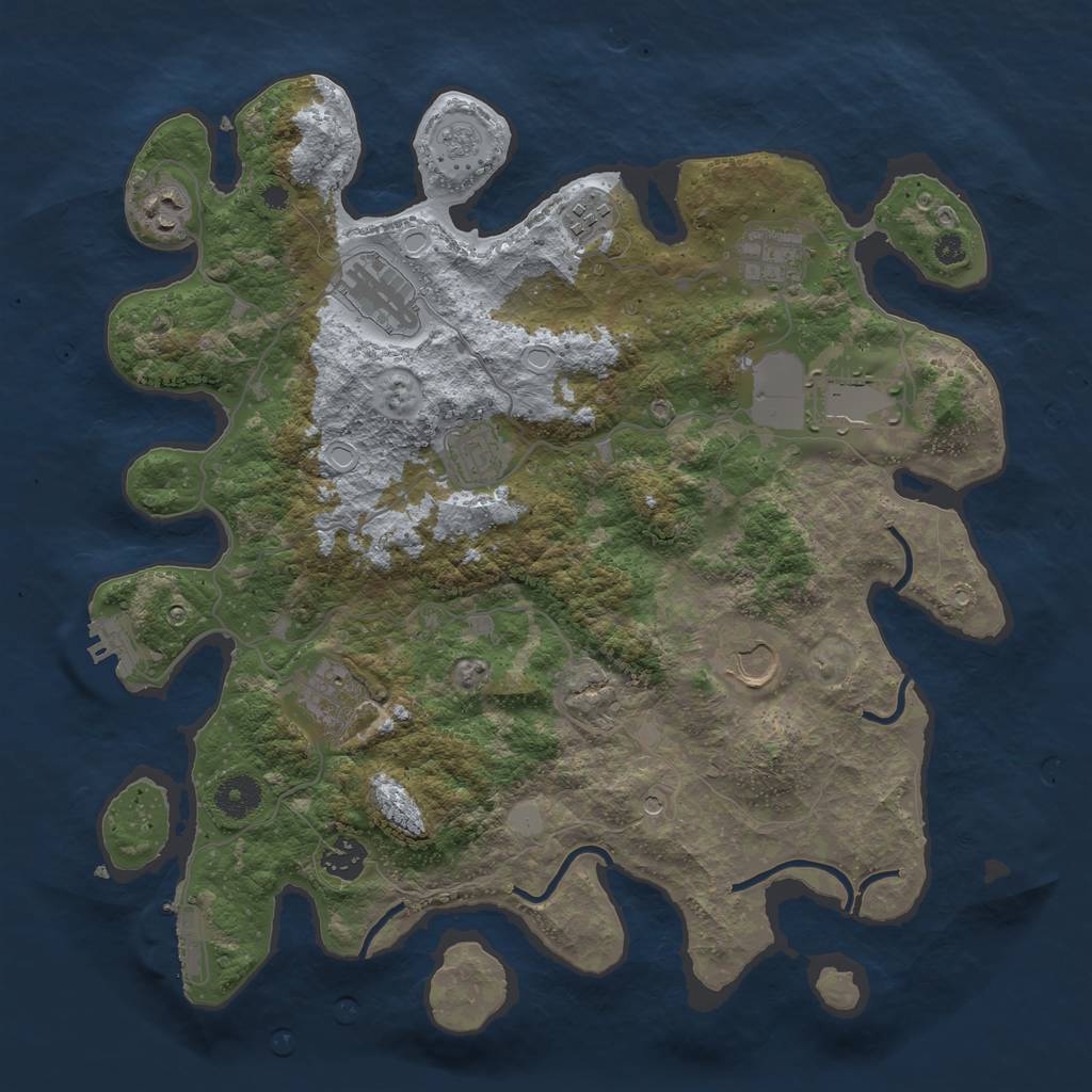 Rust Map: Procedural Map, Size: 3750, Seed: 1332386180, 16 Monuments