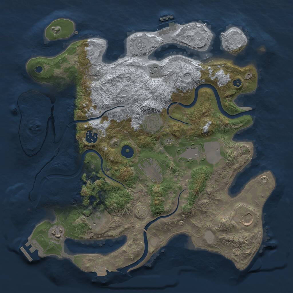 Rust Map: Procedural Map, Size: 3500, Seed: 228228774, 14 Monuments
