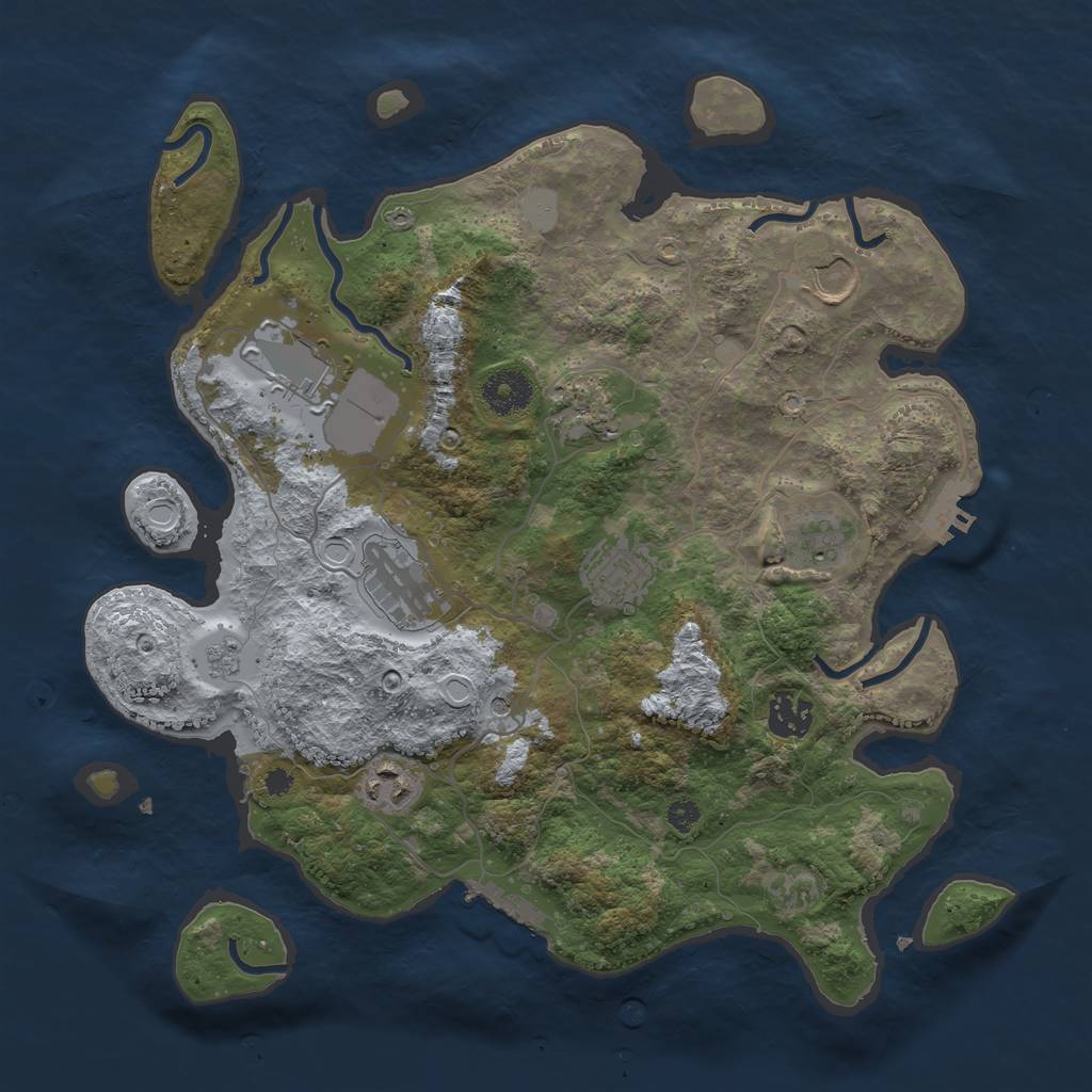 Rust Map: Procedural Map, Size: 3500, Seed: 1073925686, 15 Monuments