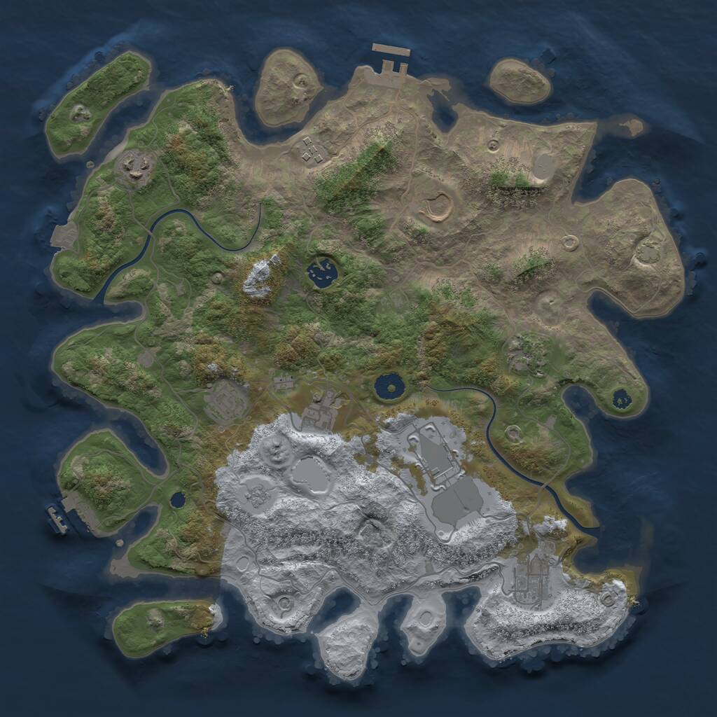 Rust Map: Procedural Map, Size: 3800, Seed: 1585528141, 15 Monuments