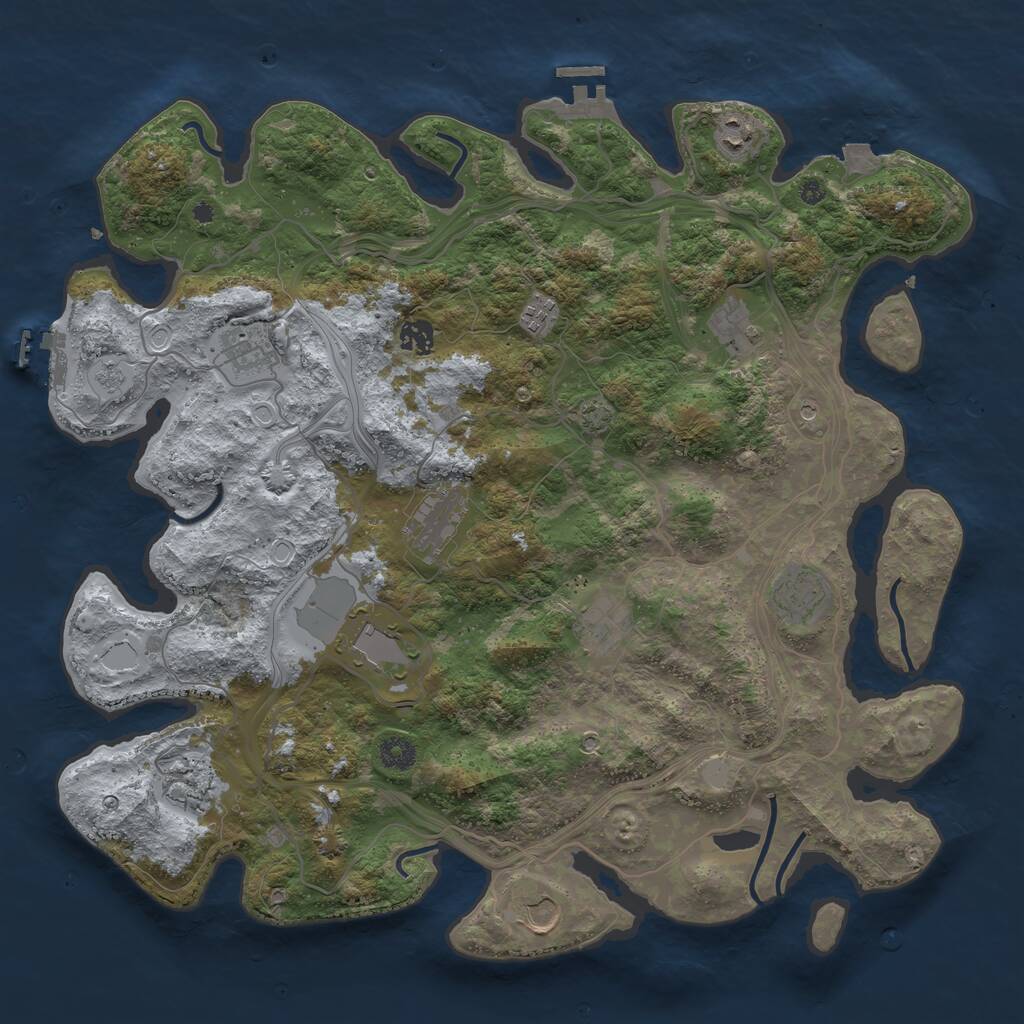Rust Map: Procedural Map, Size: 4250, Seed: 2083755734, 17 Monuments