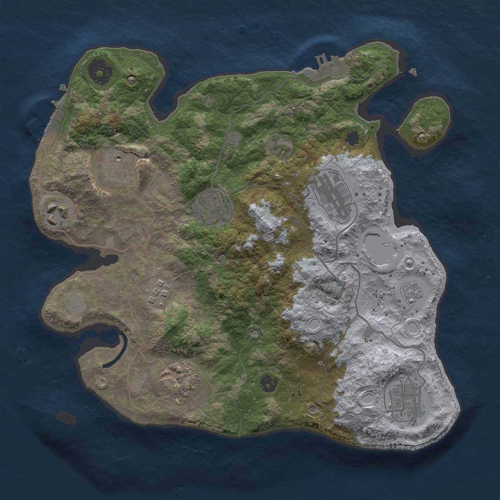 Rust Map: Procedural Map, Size: 3000, Seed: 1205429122, 15 Monuments
