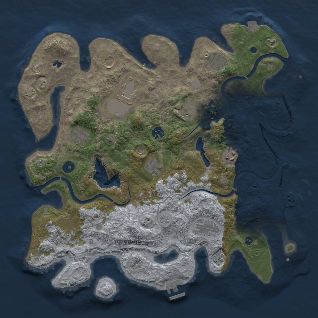 Rust Map: Procedural Map, Size: 4000, Seed: 667909341, 17 Monuments