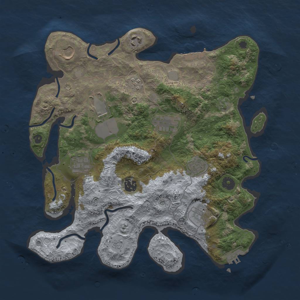 Rust Map: Procedural Map, Size: 3500, Seed: 73832789, 18 Monuments