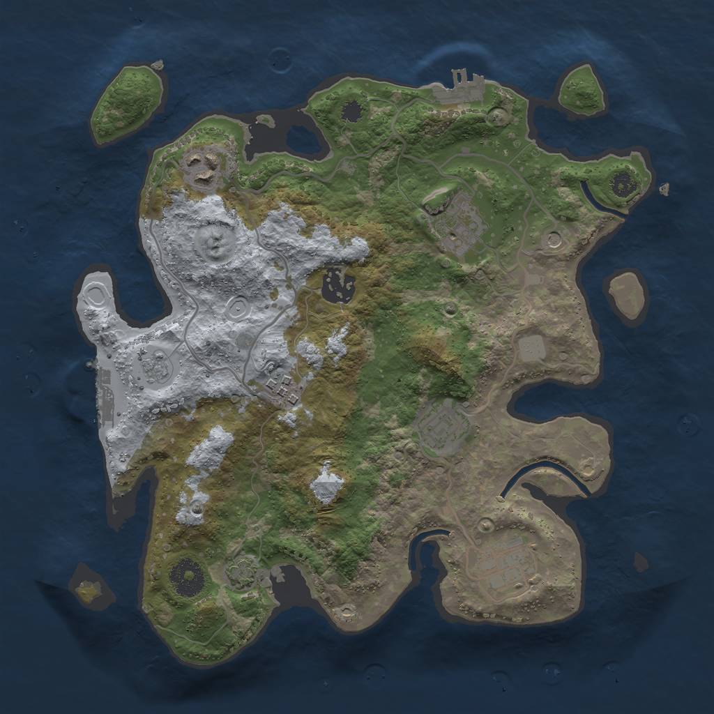 Rust Map: Procedural Map, Size: 3000, Seed: 1785700086, 14 Monuments