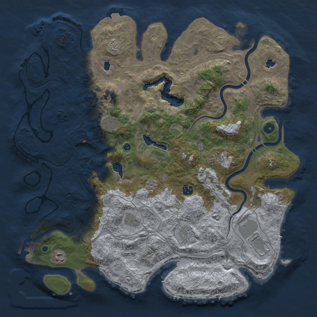 Rust Map: Procedural Map, Size: 4500, Seed: 866430727, 14 Monuments