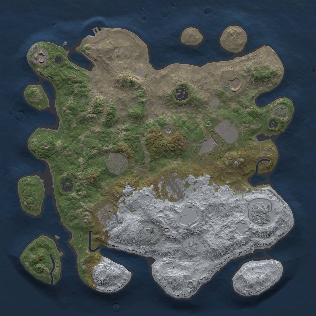 Rust Map: Procedural Map, Size: 3500, Seed: 536423599, 15 Monuments