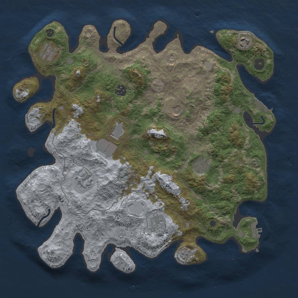 Rust Map: Procedural Map, Size: 4000, Seed: 55335821, 16 Monuments