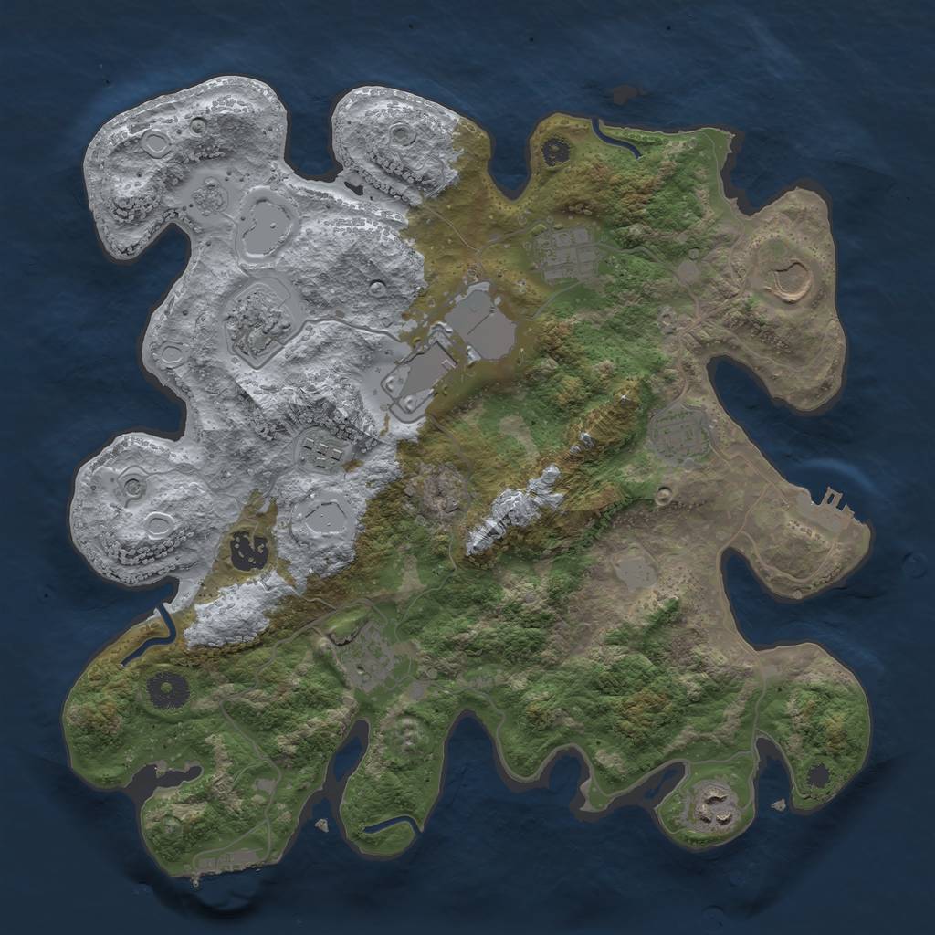 Rust Map: Procedural Map, Size: 3500, Seed: 808360790, 18 Monuments