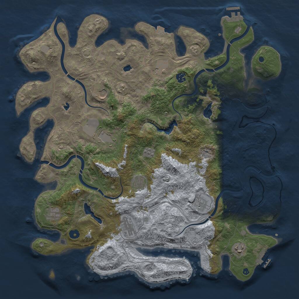 Rust Map: Procedural Map, Size: 4500, Seed: 3523, 16 Monuments