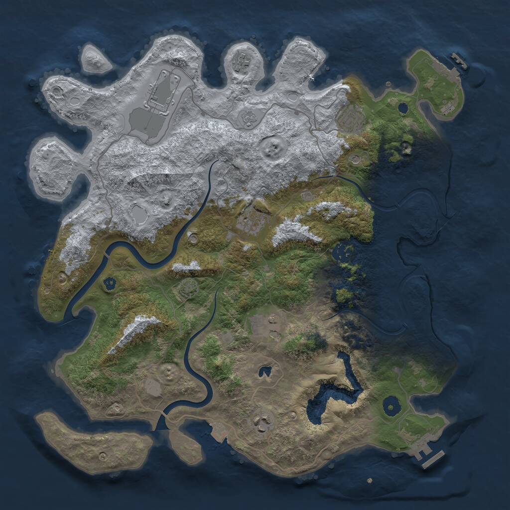 Rust Map: Procedural Map, Size: 4000, Seed: 234598751, 13 Monuments