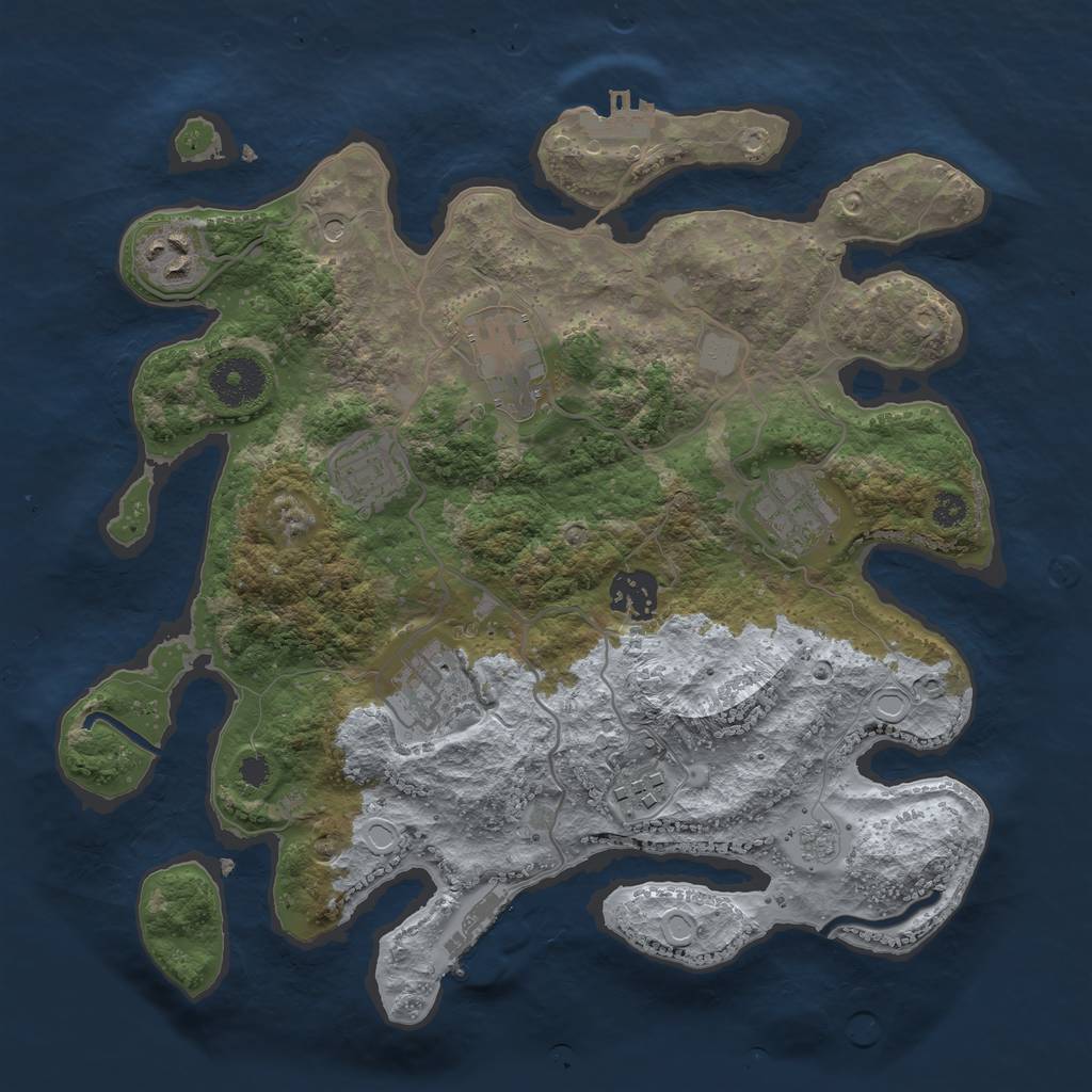 Rust Map: Procedural Map, Size: 3200, Seed: 90761, 16 Monuments