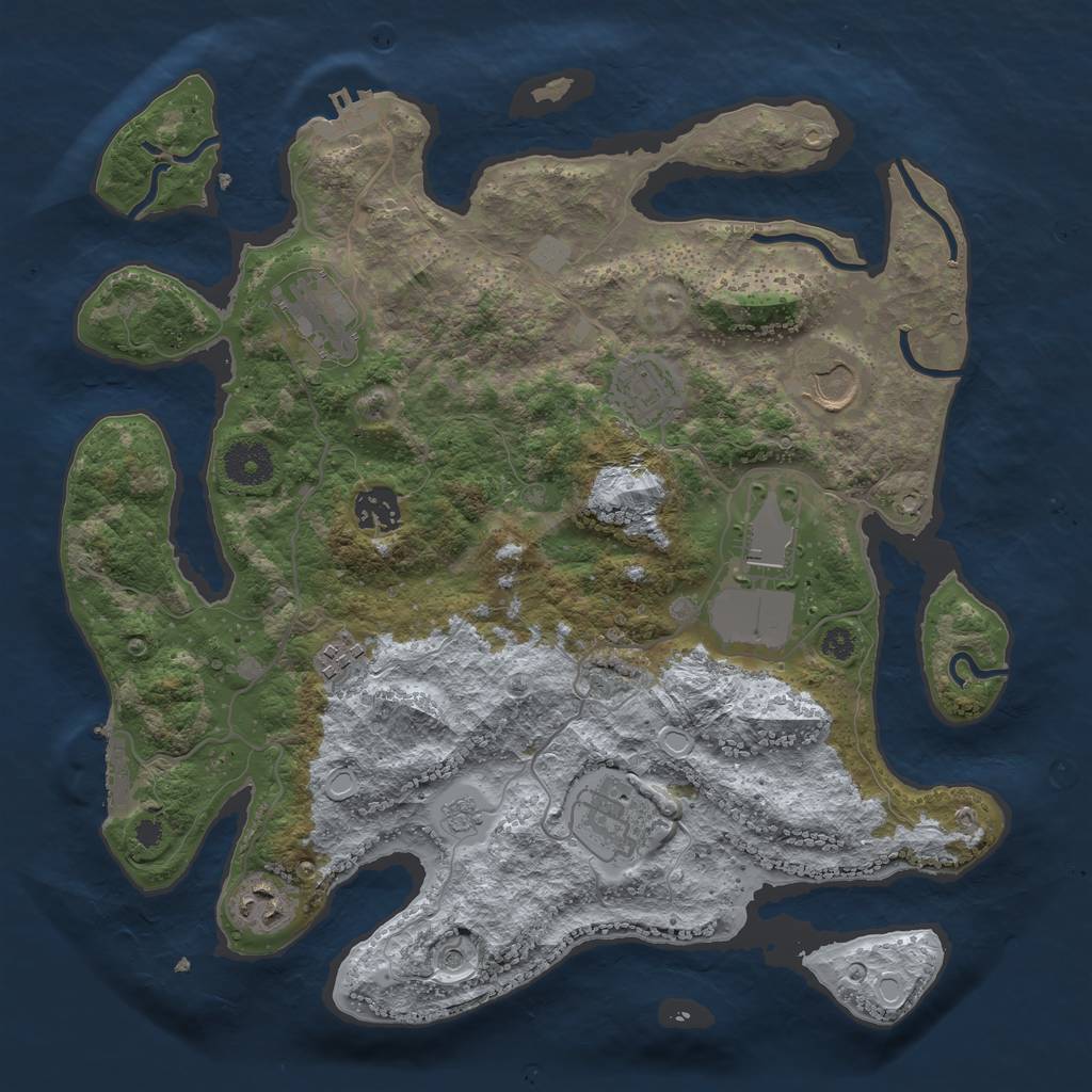 Rust Map: Procedural Map, Size: 3500, Seed: 27587478, 17 Monuments
